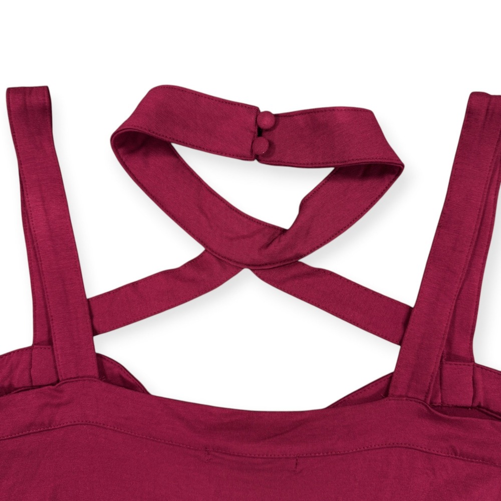 RED by BKE Sleeveless Strappy Neck Bodysuit Womens M Maroon Mock Neck Thong Snap - Picture 8 of 10